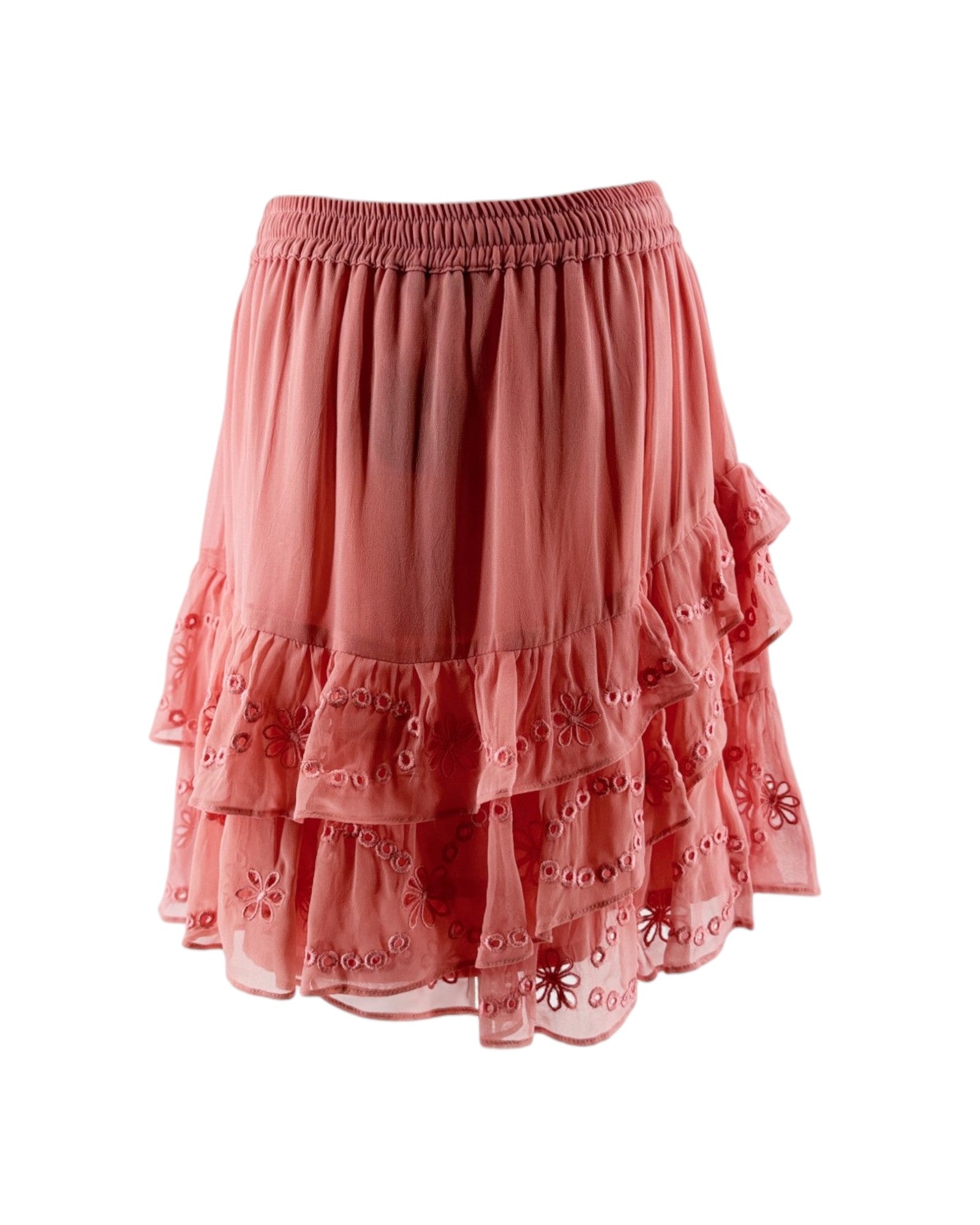 Pink ruffled skirt on a white background