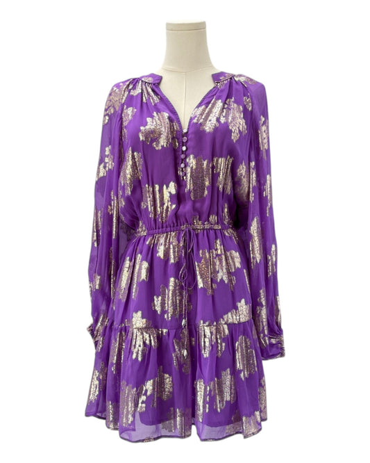 Karina Grimaldi Long Sleeve V Neck Ruffle Mini Dress