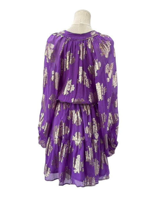 Karina Grimaldi Long Sleeve V Neck Ruffle Mini Dress