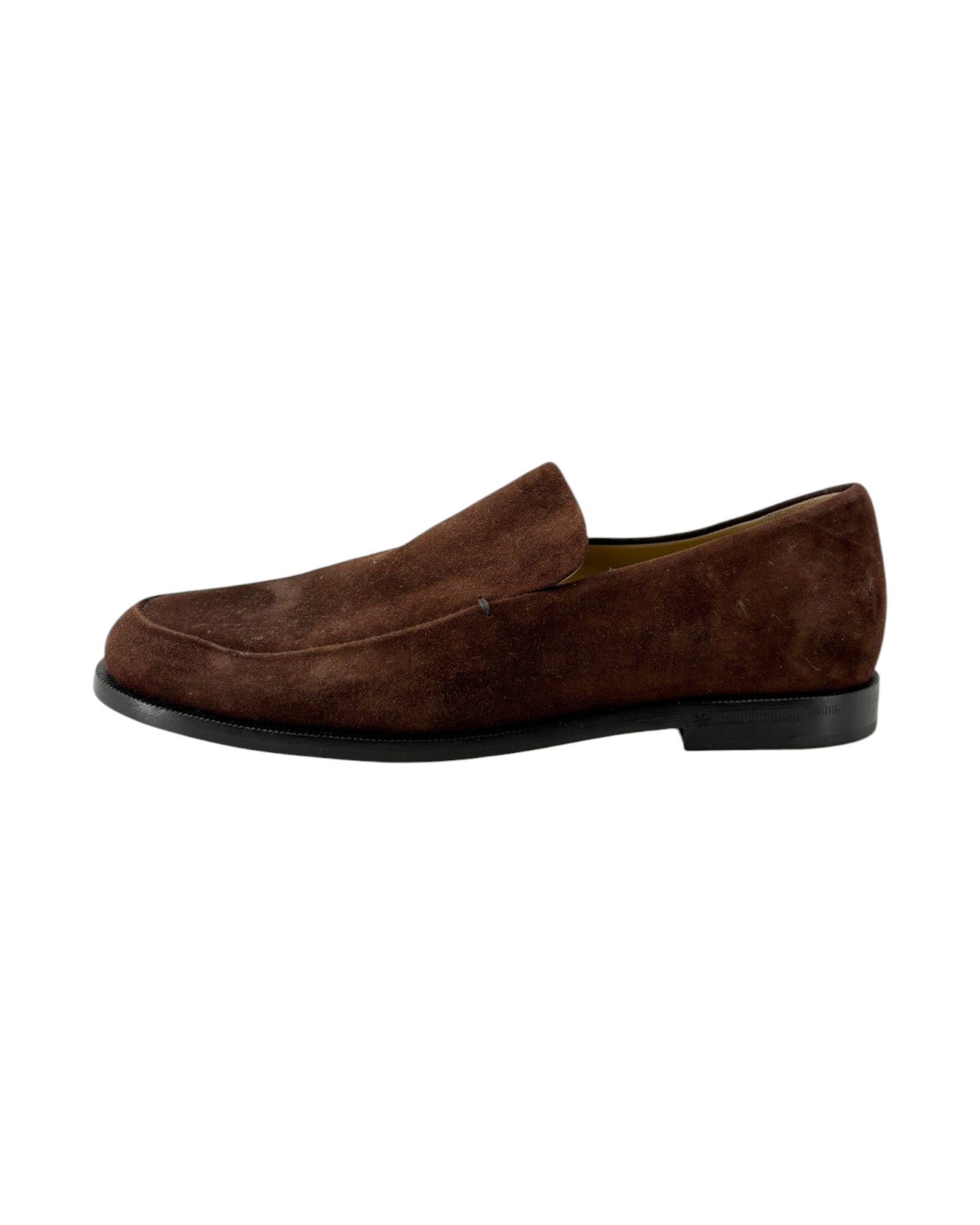 brown suede shoe with brown accents on a white background