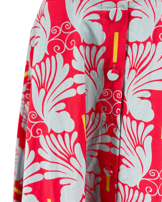 La DoubleJ maxi skirt with red and blue floral pattern on a white background