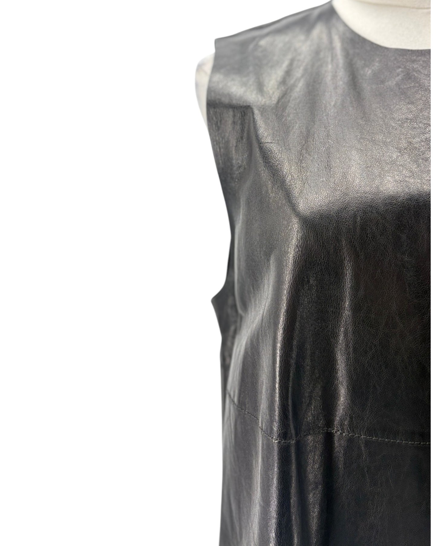 Black sleeveless top on a white background
