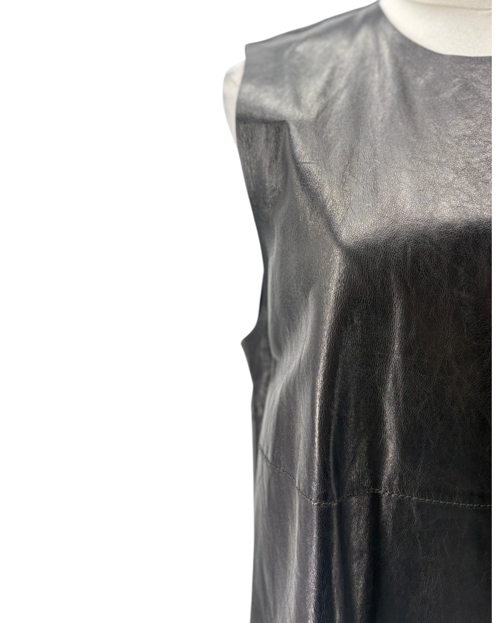 Black sleeveless top on a white background
