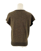 Metallic knit sleeveless top on a mannequin against a white background