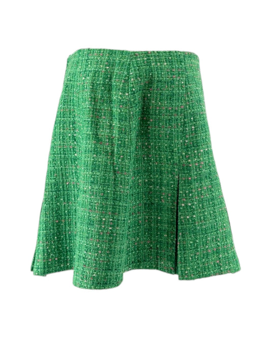 Lily Pulitzer green tweed skirt on a white background