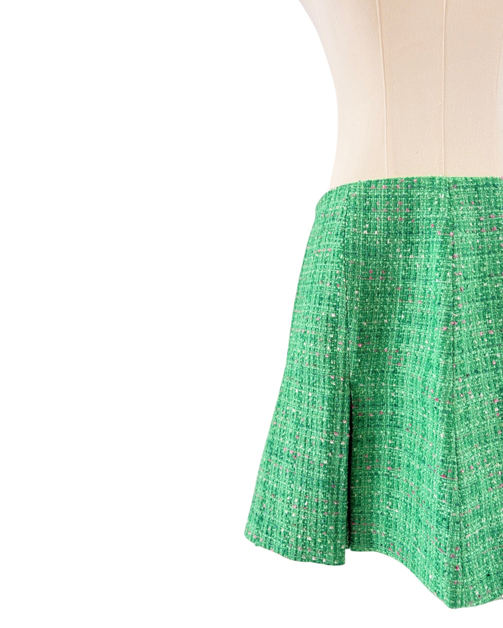 Lily Pulitzer green tweed skirt on a white background