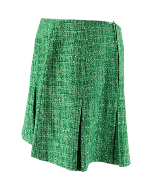 Lily Pulitzer green tweed skirt on a white background