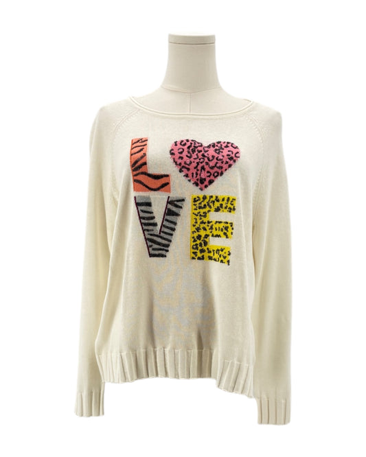 Lisa Todd Embellished Animal Print LOVE Sweater
