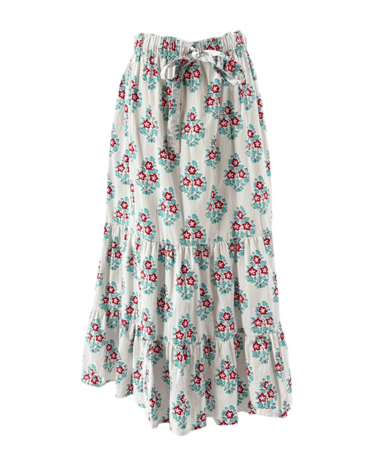Floral patterned skirt on a white background