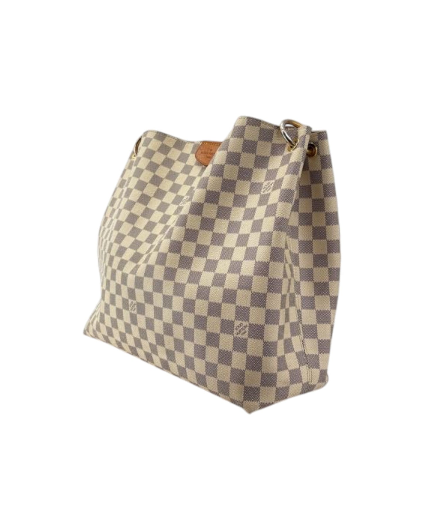 Checkered handbag with visible brand logo on a white background