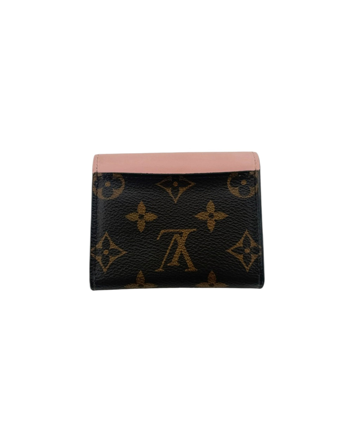 Pink and brown Louis Vuitton Wallet on white background