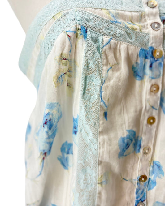 Loveshackfancy floral Tank top on a mannequin with a white background