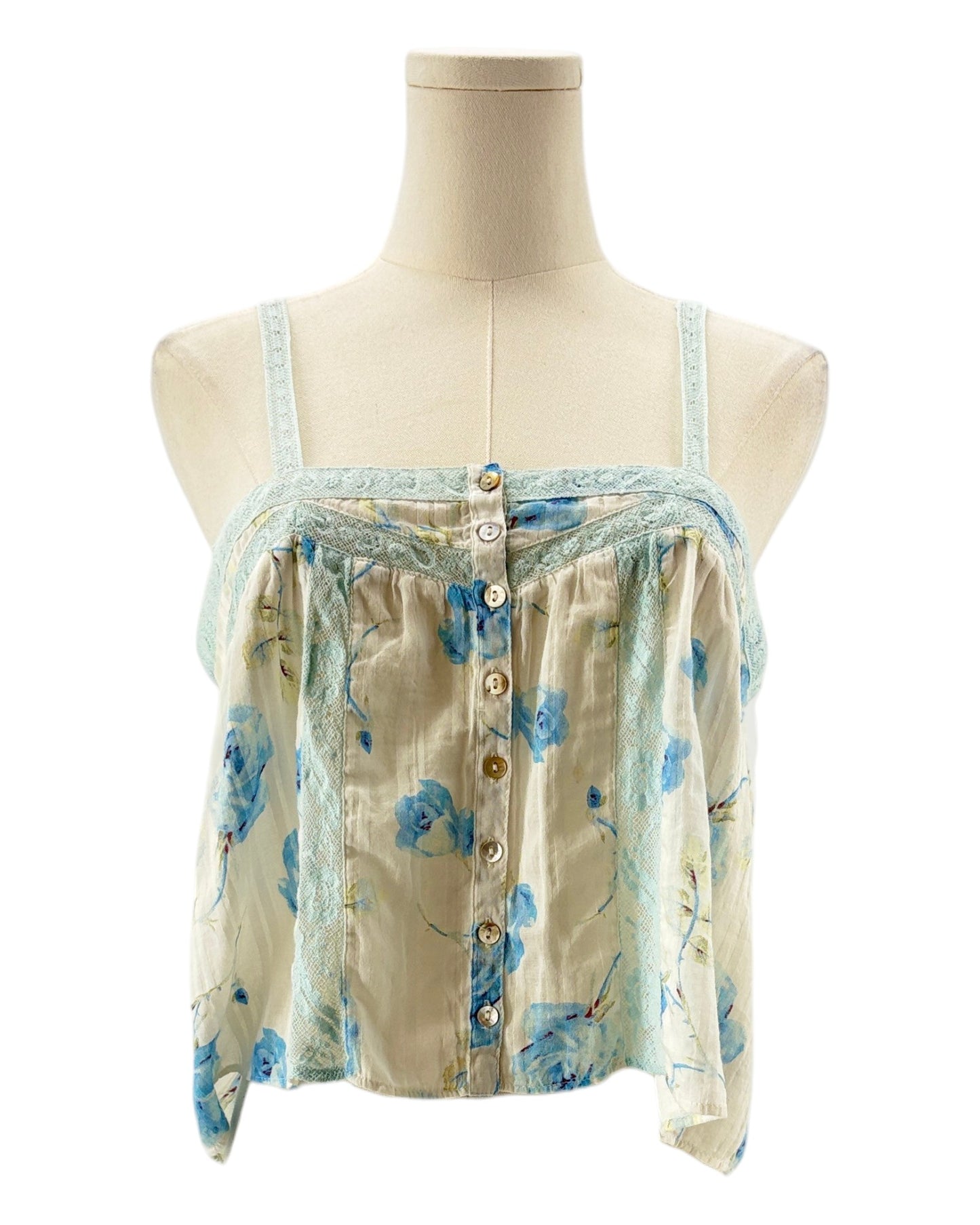 Loveshackfancy floral Tank top on a mannequin with a white background