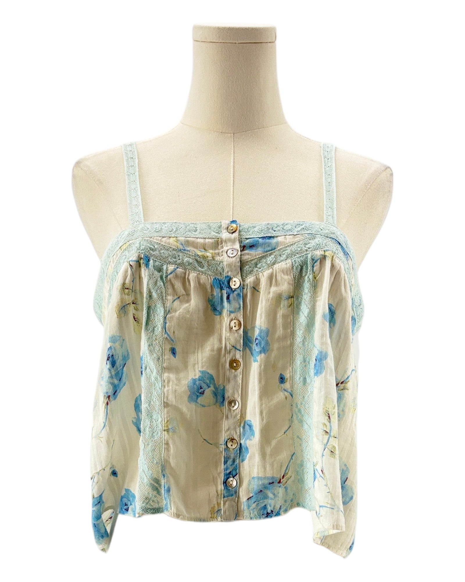 Loveshackfancy floral Tank top on a mannequin with a white background