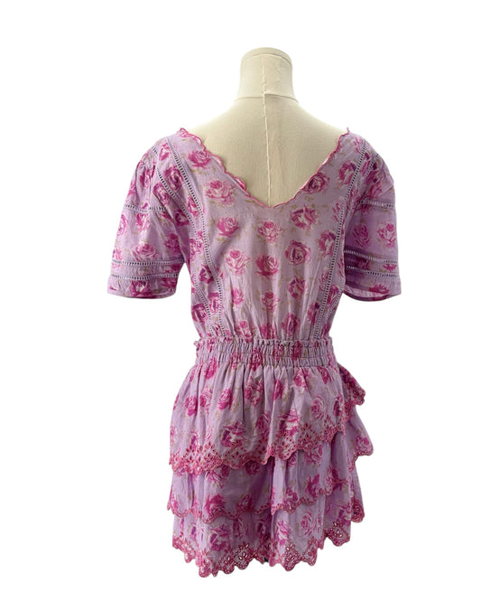 LoveShackFancy pink floral mini dress