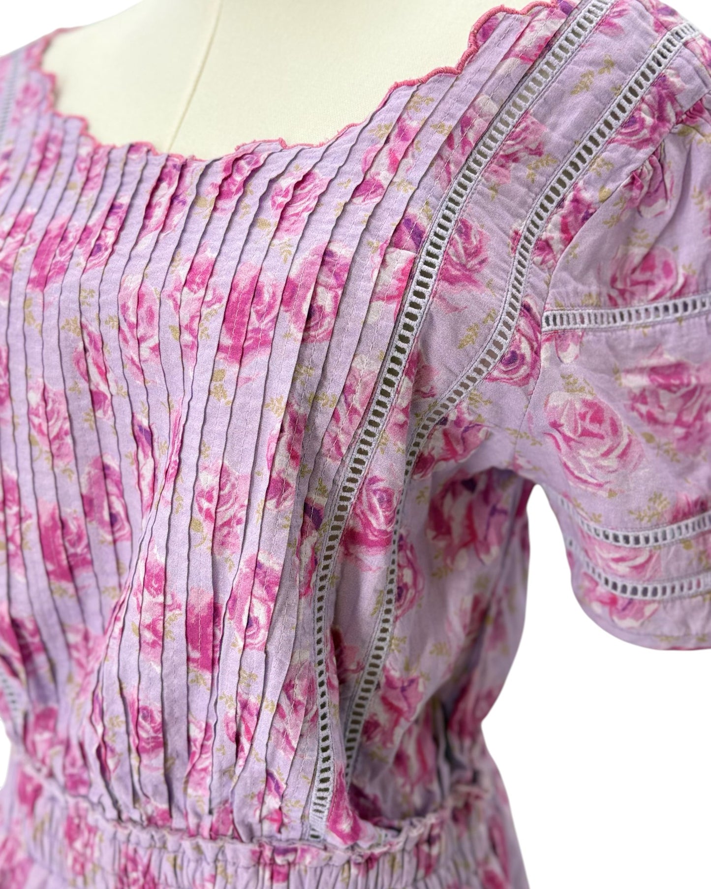 LoveShackFancy pink floral mini dress
