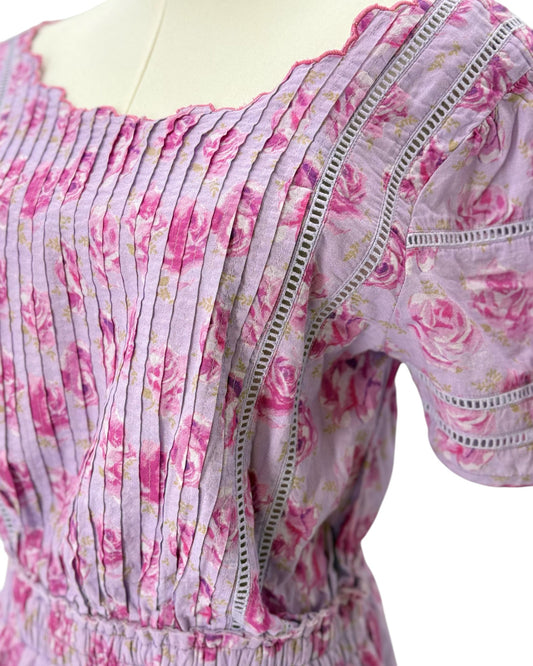 LoveShackFancy pink floral mini dress