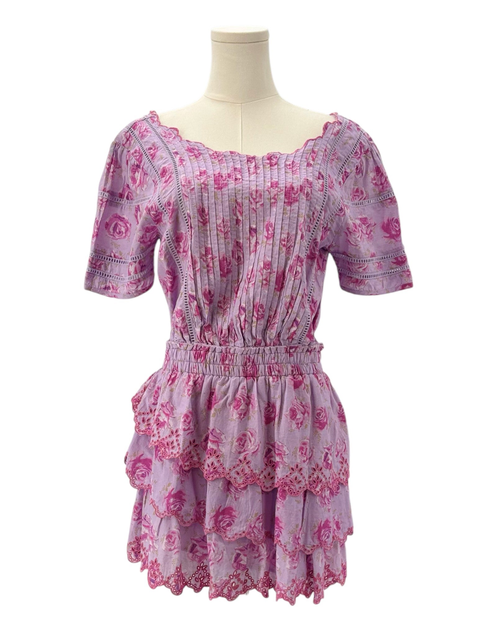 LoveShackFancy pink floral mini dress
