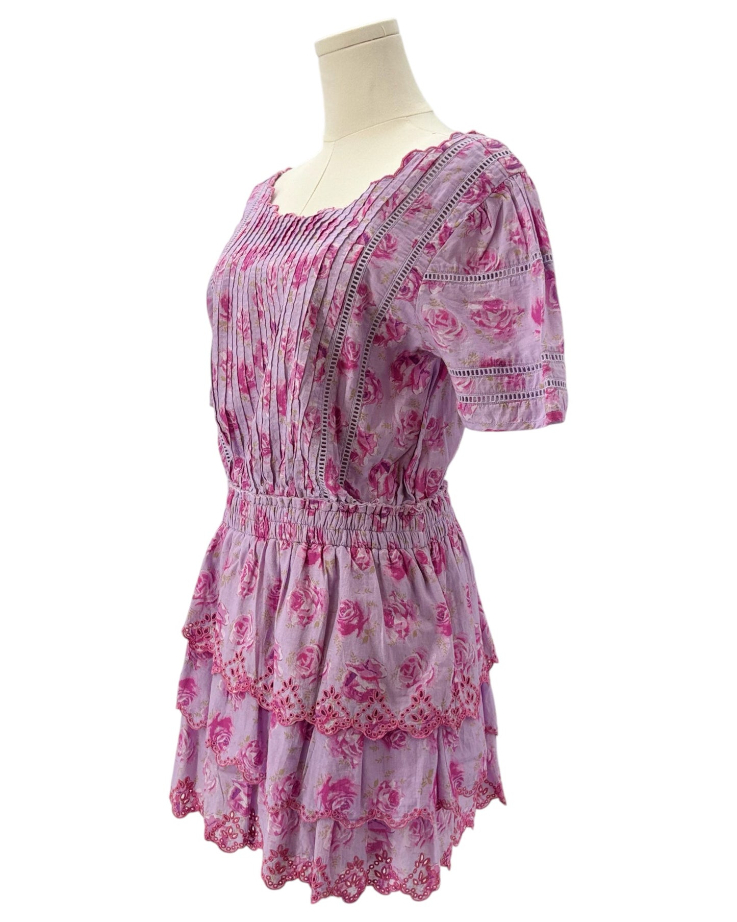 LoveShackFancy pink floral mini dress