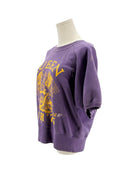 Purple Queen Tour 75 short sleeve sweatshirt on a mannequin on a white background