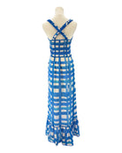 Marie Oliver blue and white checkered maxi dress