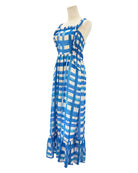 Marie Oliver blue and white checkered maxi dress