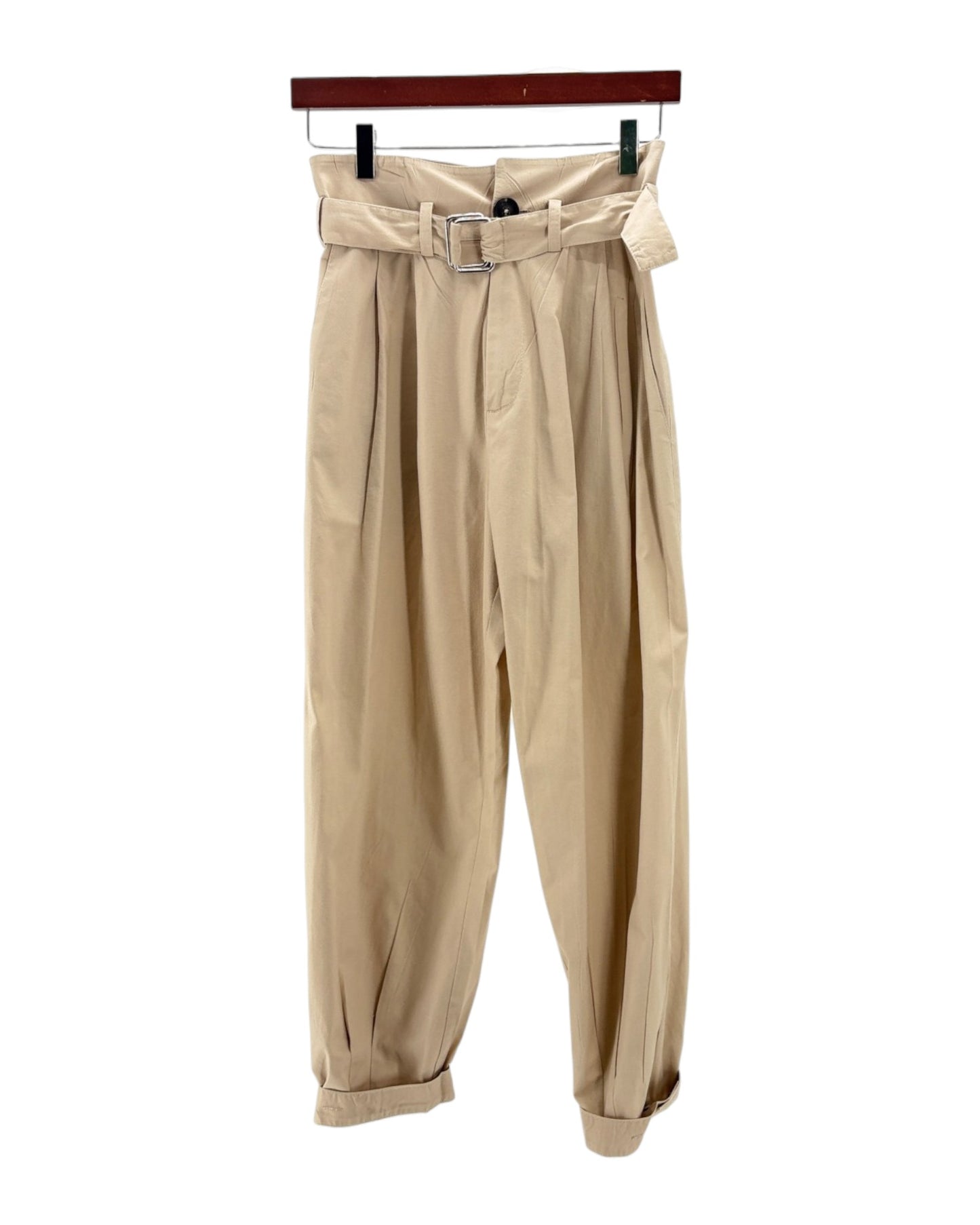 Tan trouser pants with belt