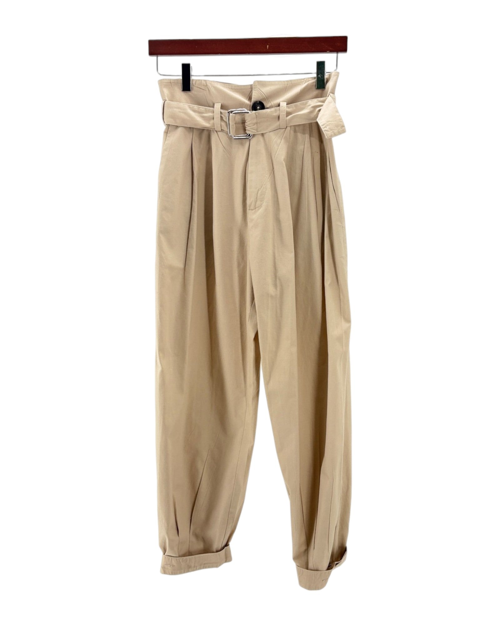 Tan trouser pants with belt
