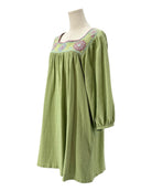 Mi Golondrina green dress with floral embroidery