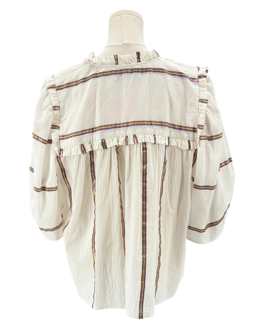 Munthe white blouse with metallic stripes 
