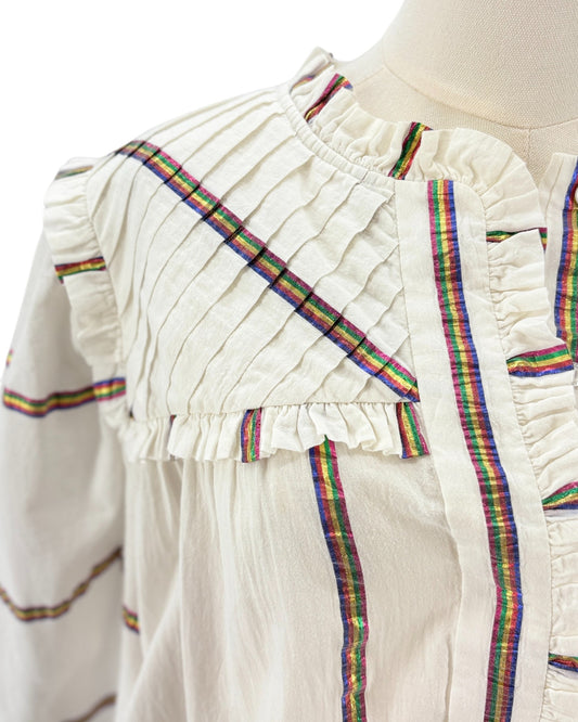 Munthe white blouse with metallic stripes 