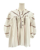 Munthe white blouse with metallic stripes 