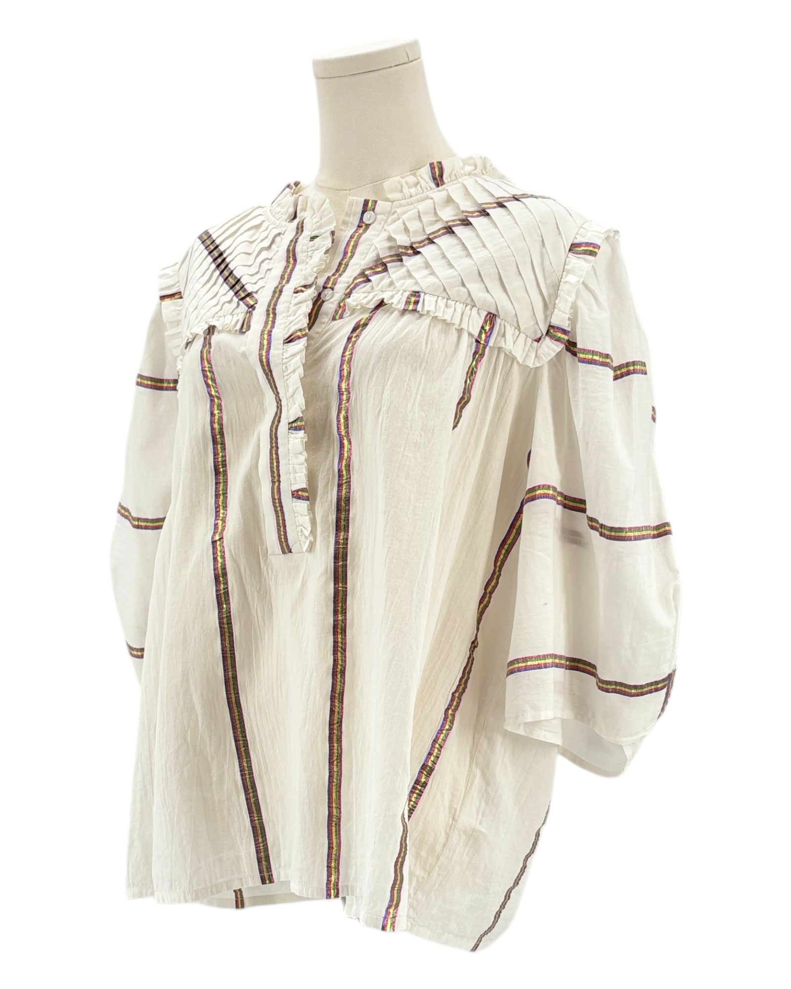 Munthe white blouse with metallic stripes 