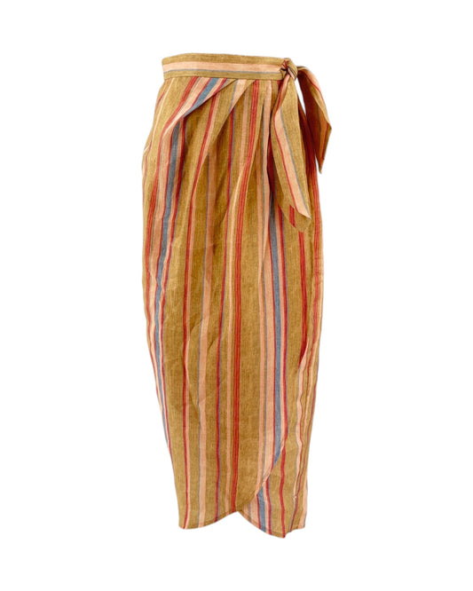 Striped skirt with a tie waist on a white background