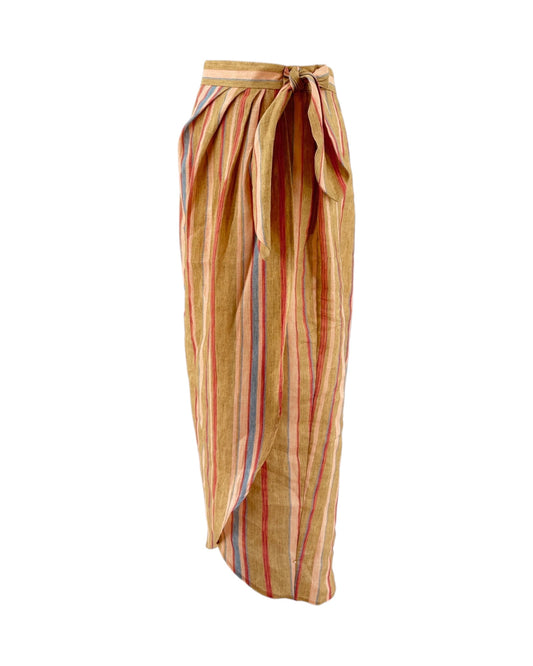 Striped skirt with a tie waist on a white background
