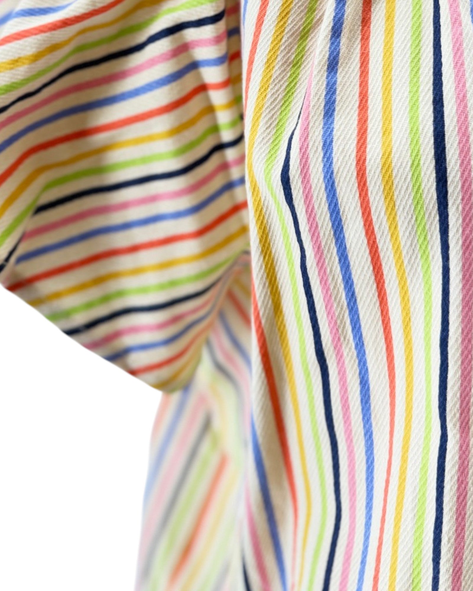 Close-up of colorful striped fabric with multicolor pattern