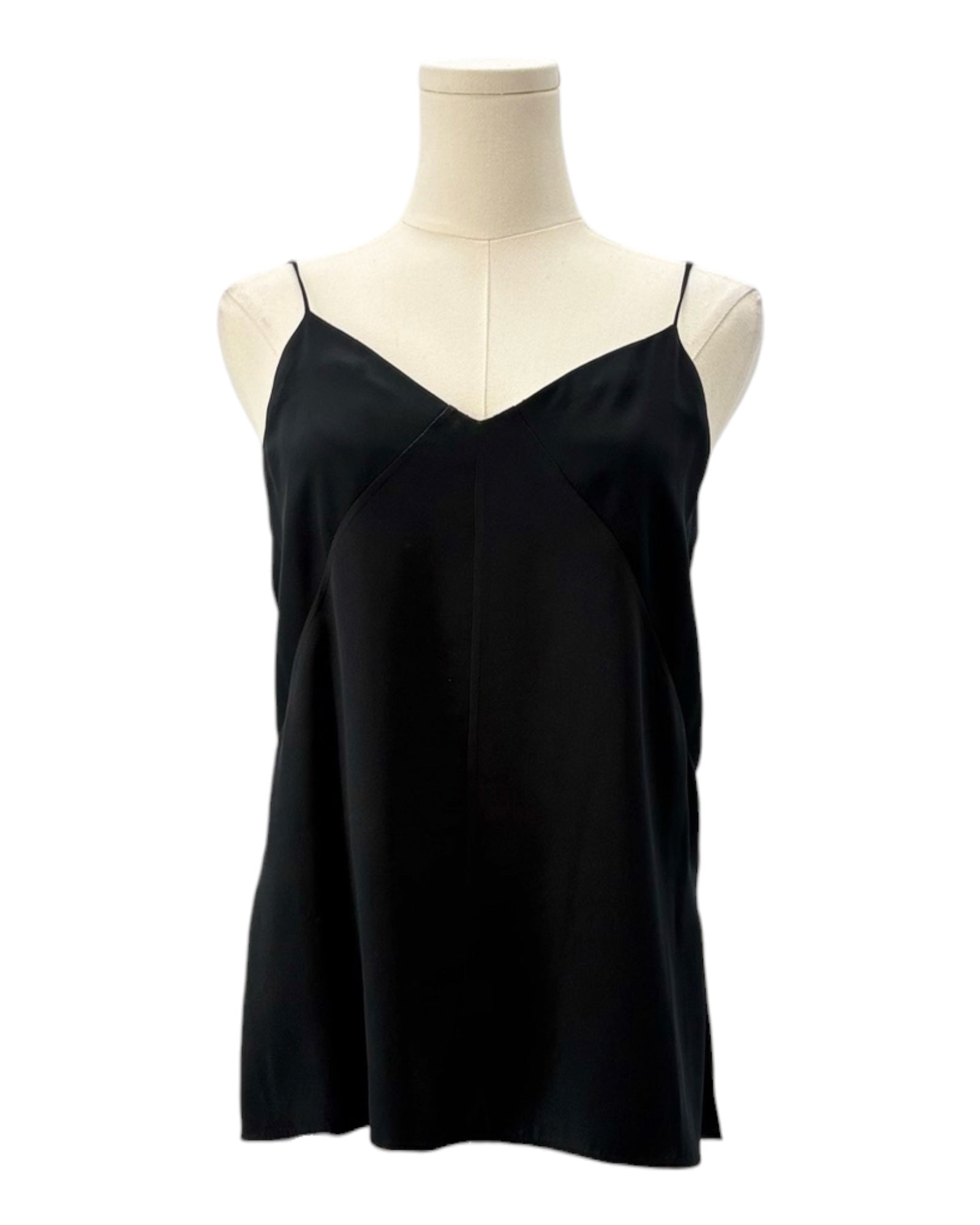 Black spaghetti strap top on a mannequin against a white background