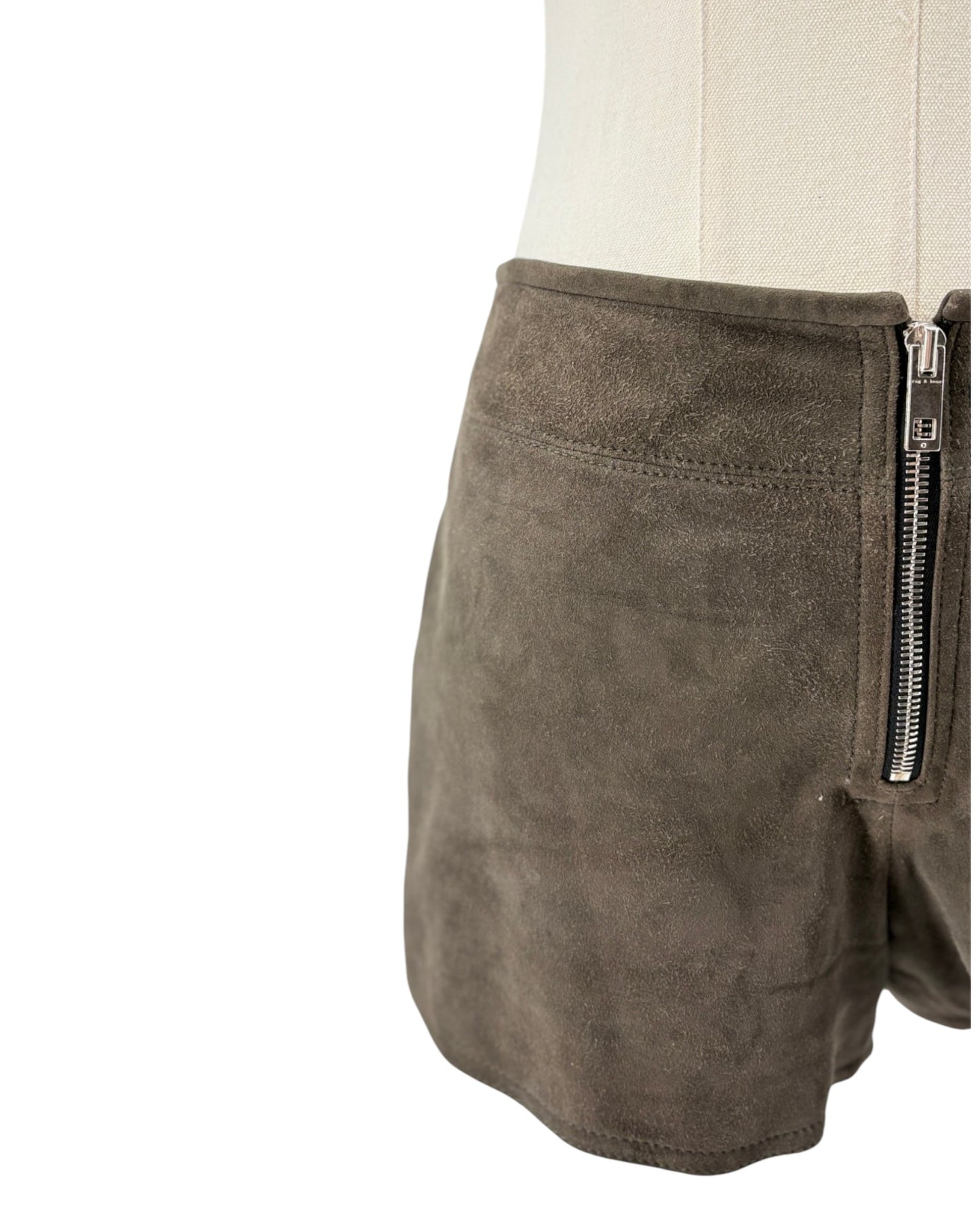 Suede shorts and white background