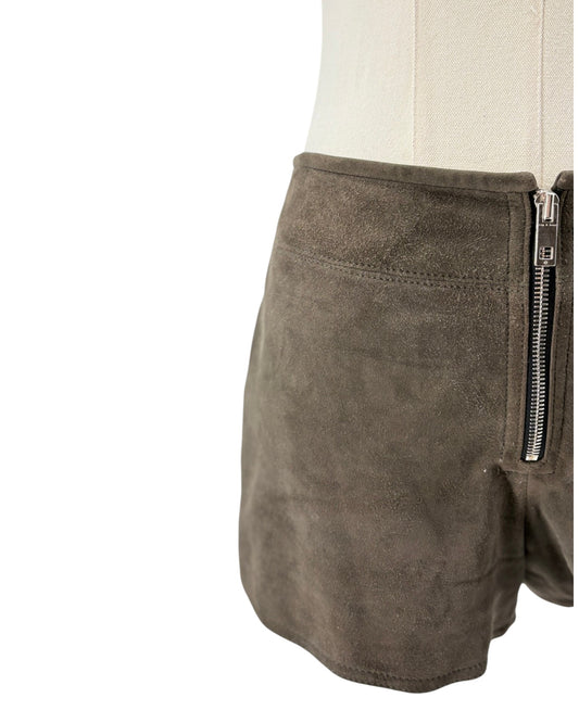Suede shorts and white background