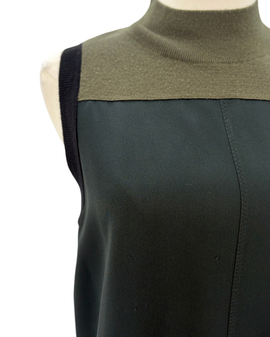 Rag and Bone sleeveless top with green and brown color block design on a mannequin against a white background