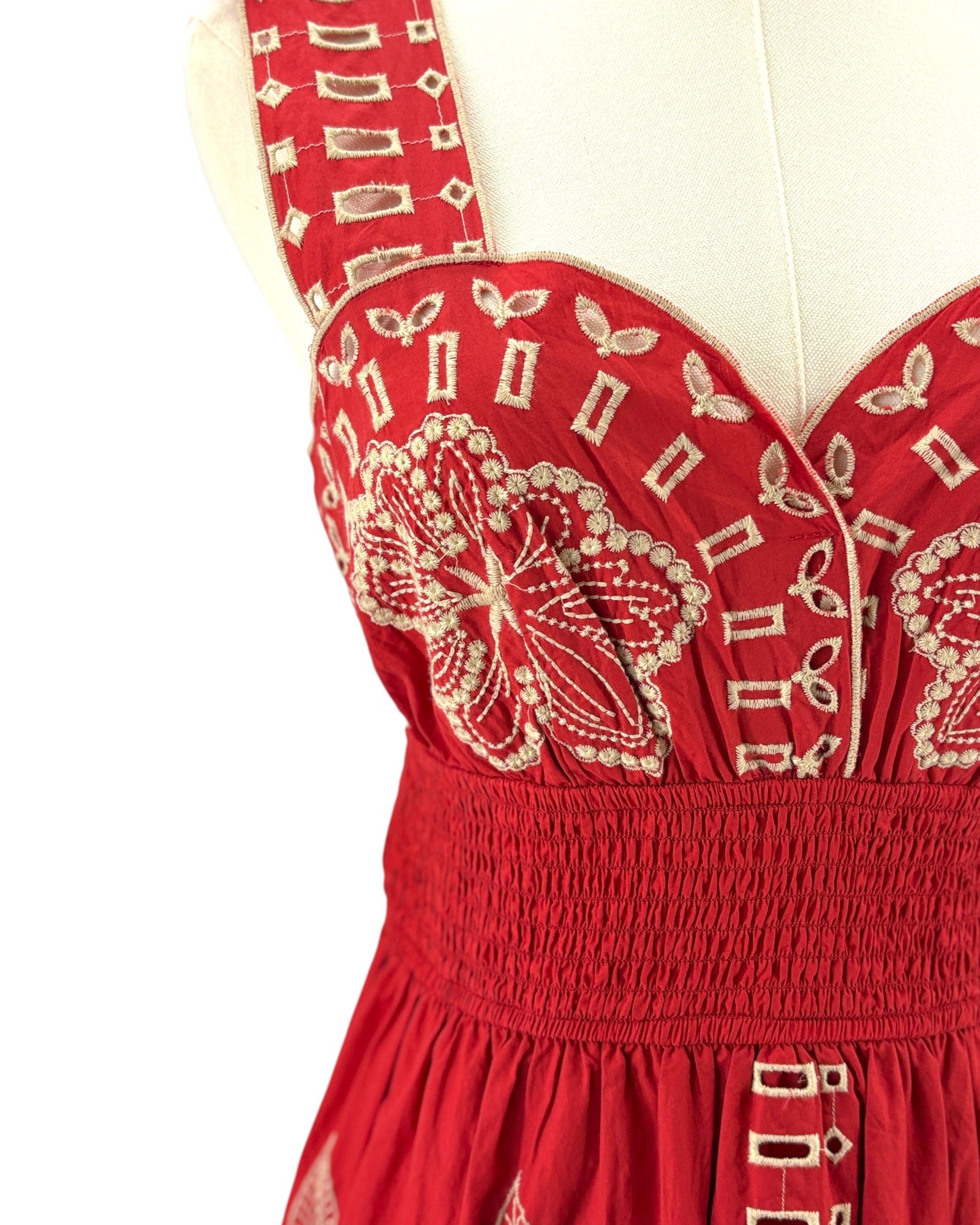Rails Red dress with white floral patterns 