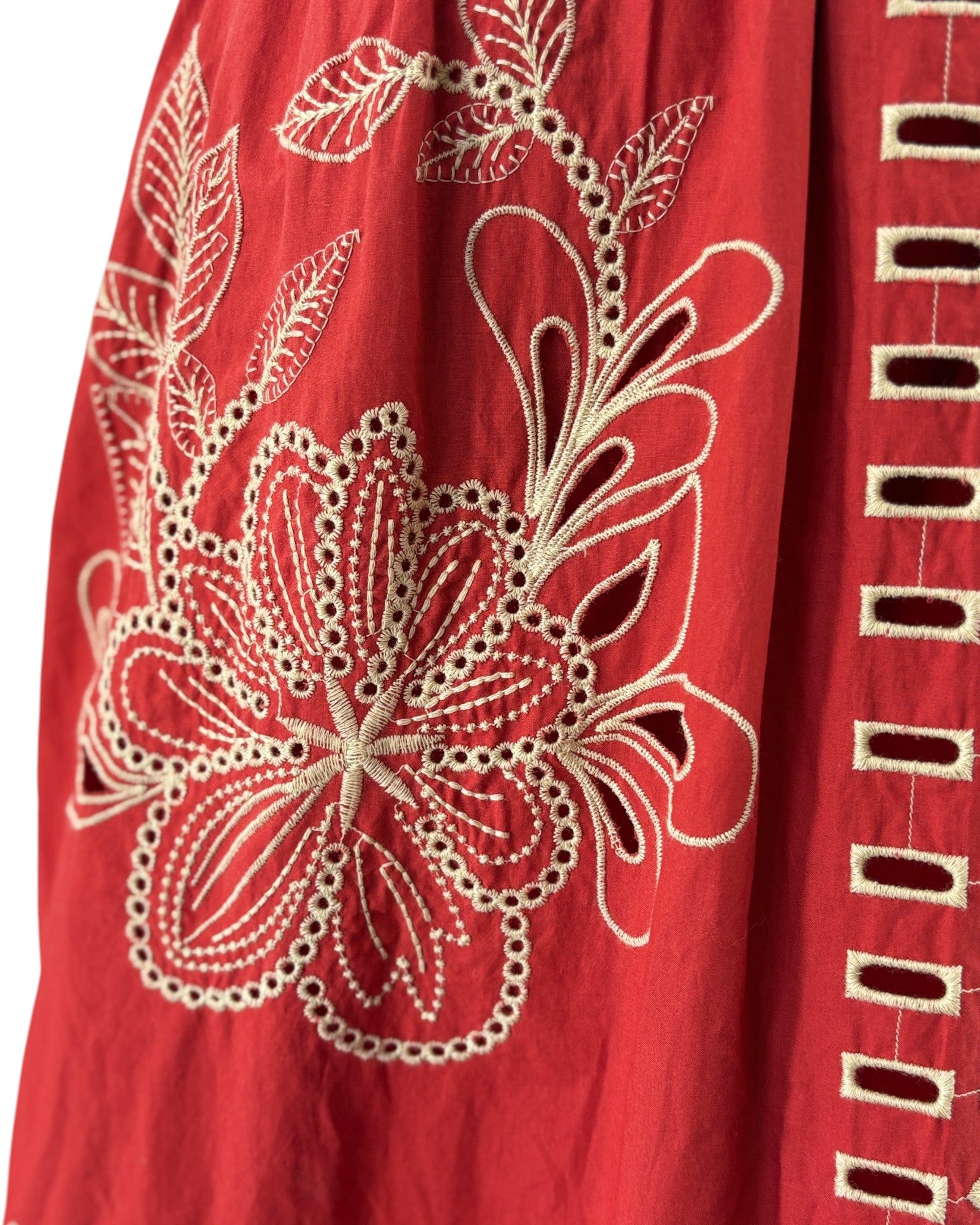 Rails Red dress with white floral patterns 