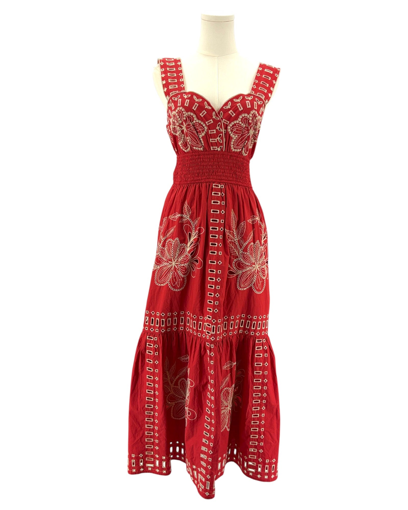 Rails Red dress with white floral patterns 