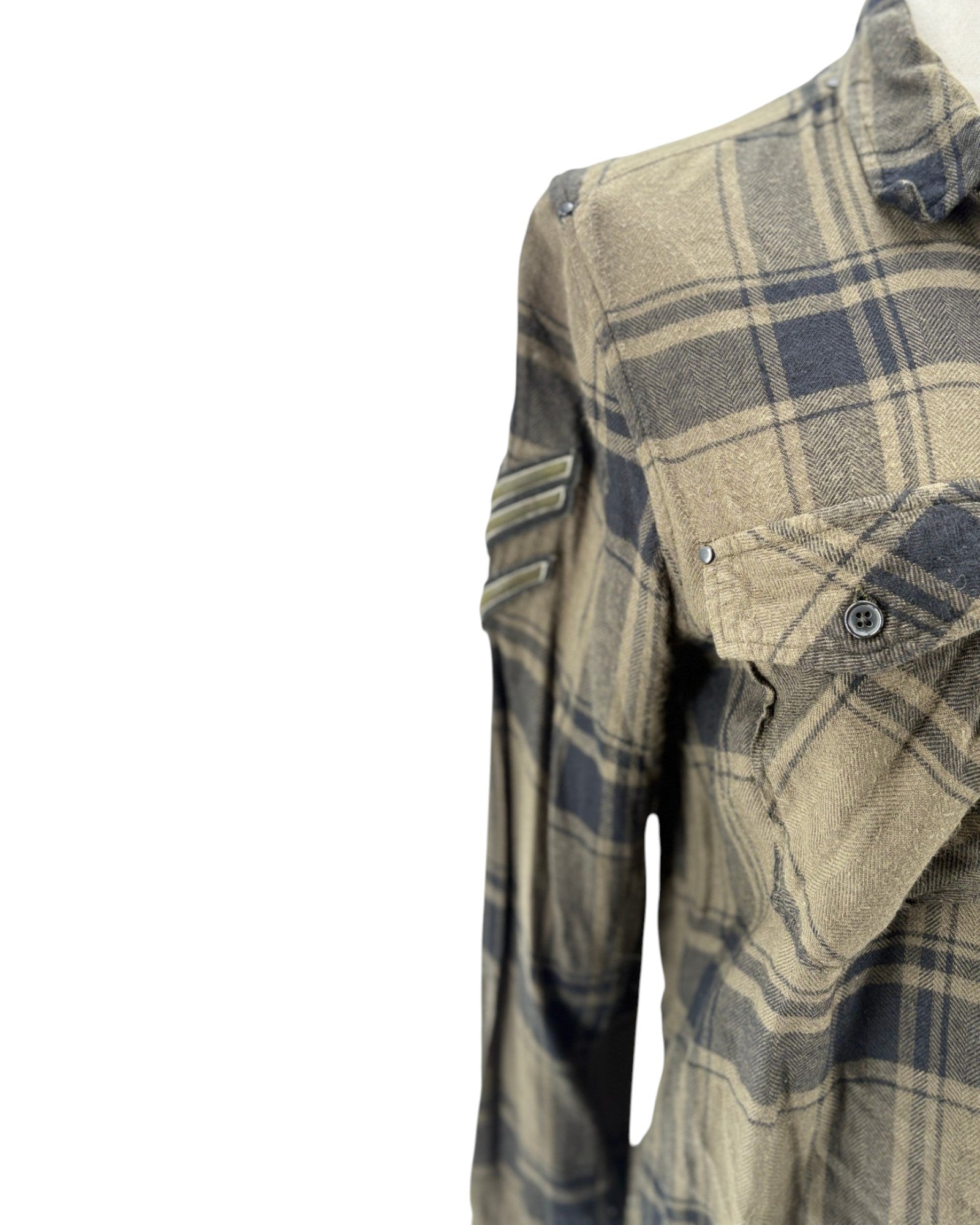 Plaid shirt with a collar on a white background