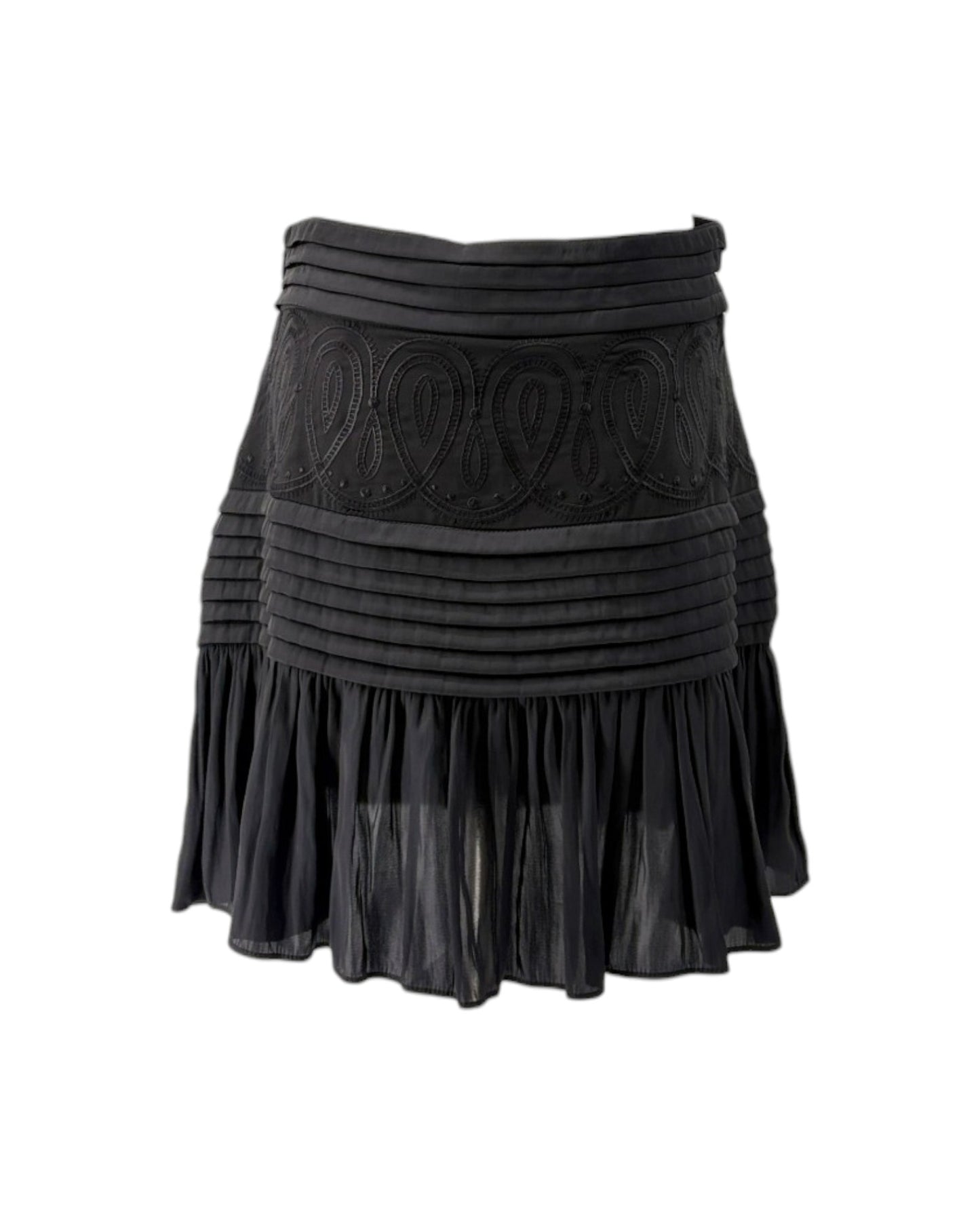 Black pleated skirt on a white background