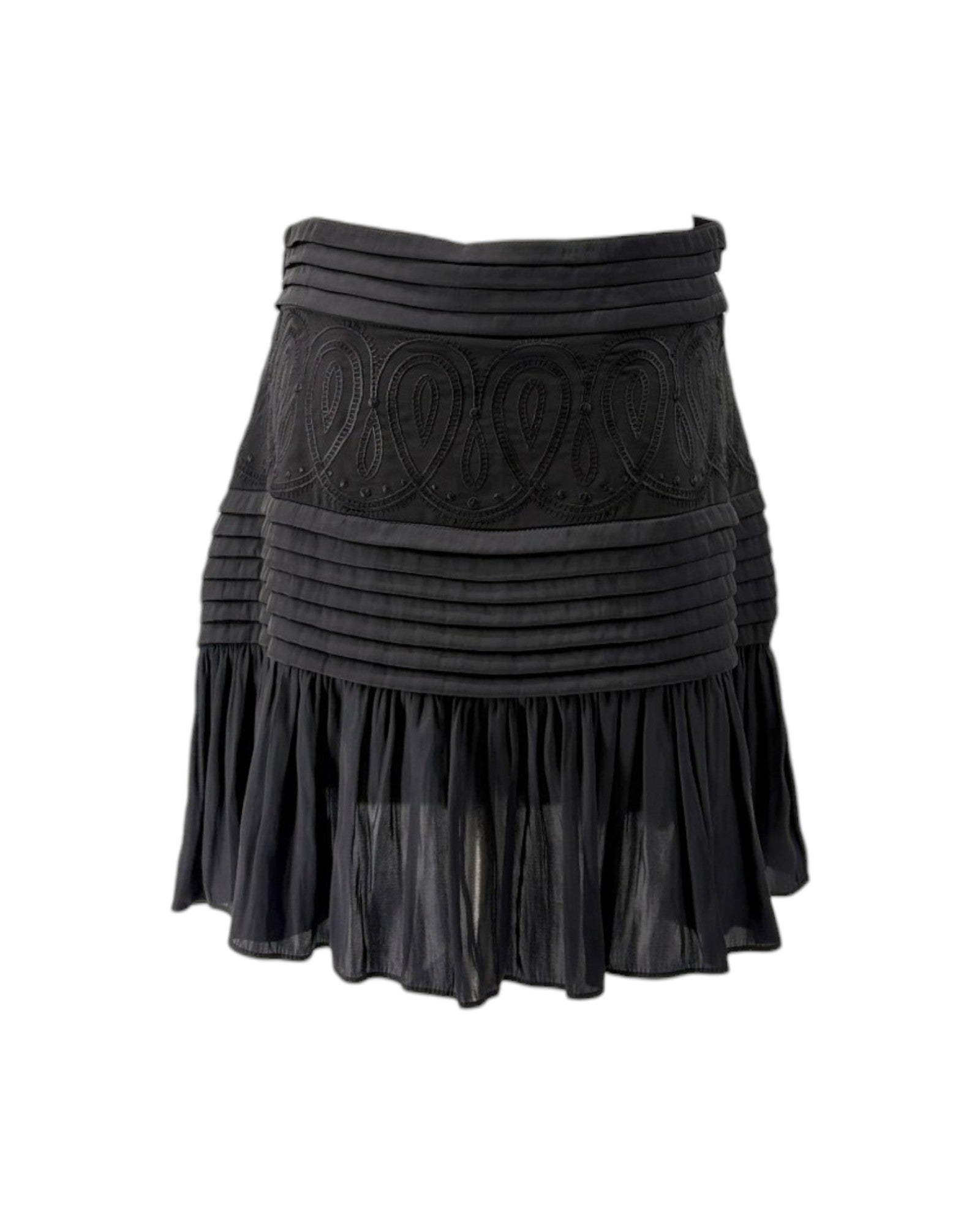 Black pleated skirt on a white background