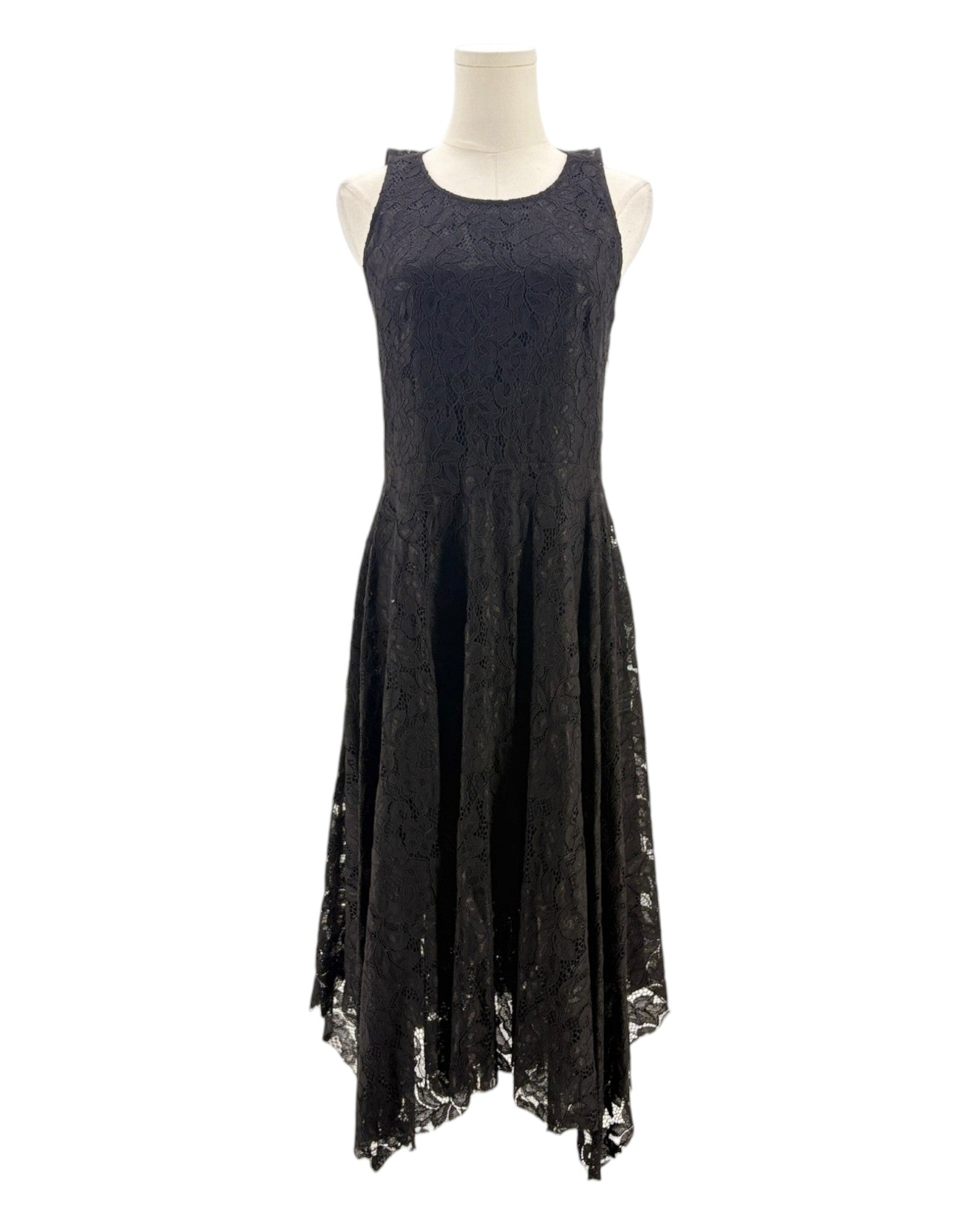 Lace midi dress on a mannequin on a white background