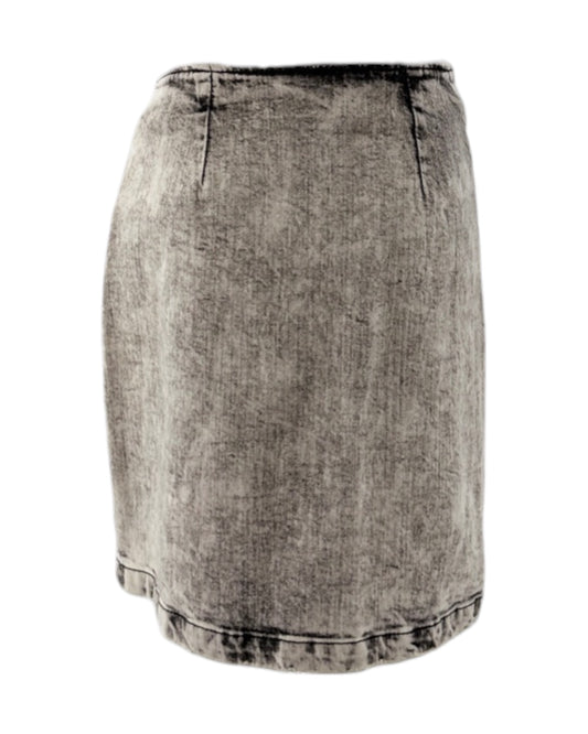 Gray denim skirt on a white background