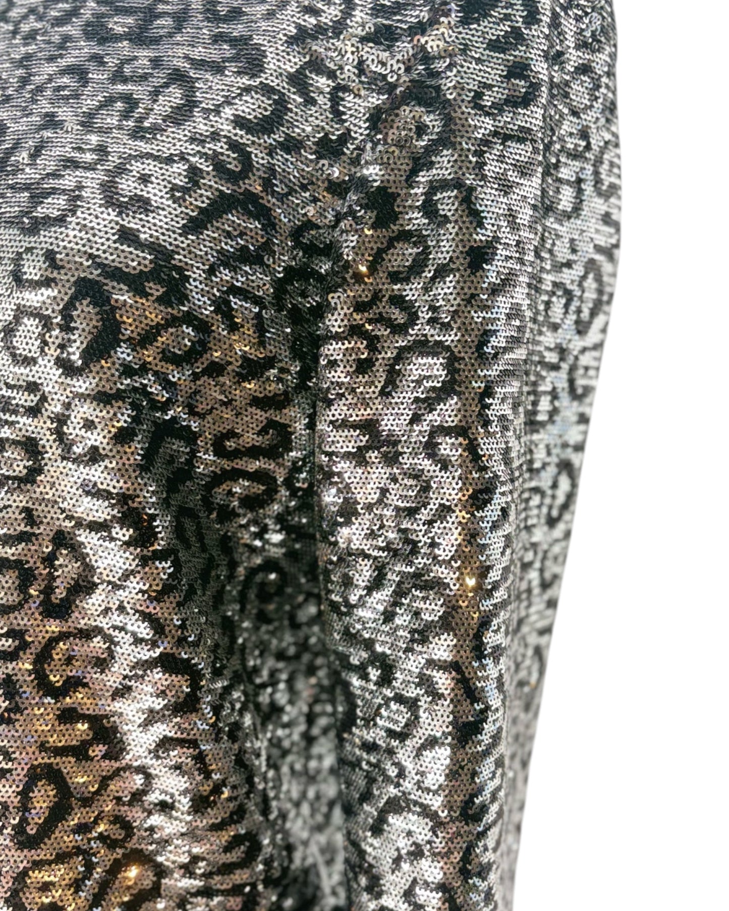 RtA Freddie Long-Sleeve Shoulder-Pad Sequin Leopard Top