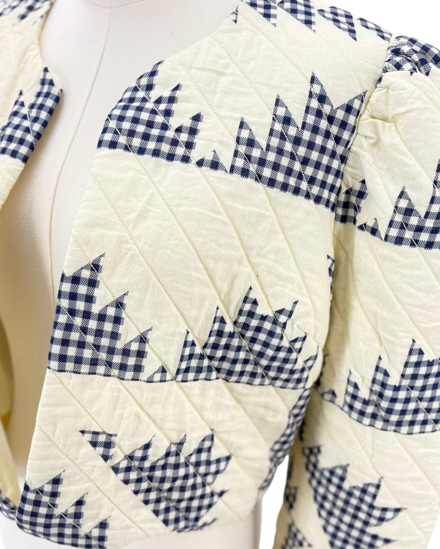Sea New York quilted fabric with blue and cream 